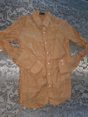 Prince Men's Lightweight Heathered Orange Button-Down Shirt